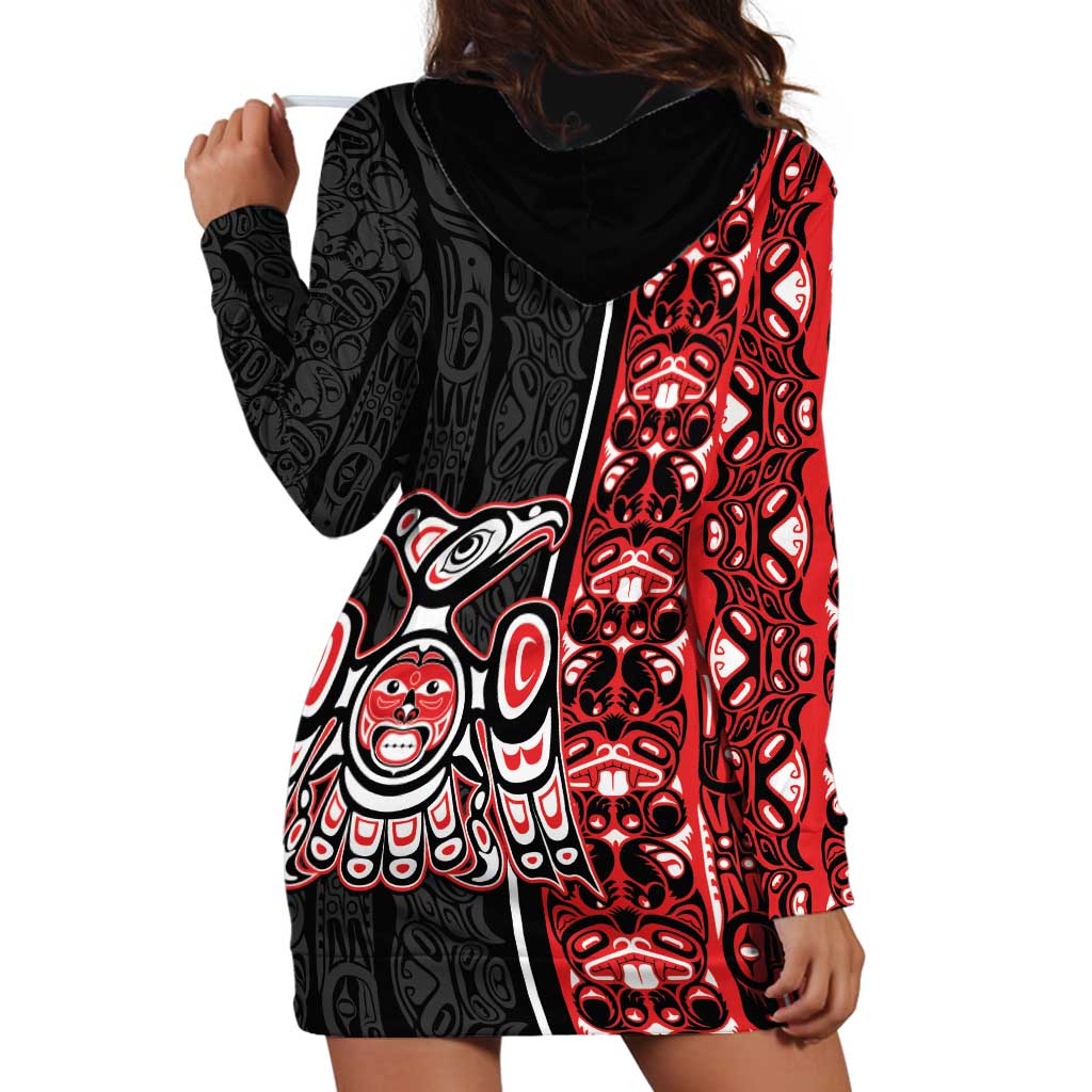Canada Indigenous Peoples' Day Hoodie Dress Canadian Raven Haida Pattern