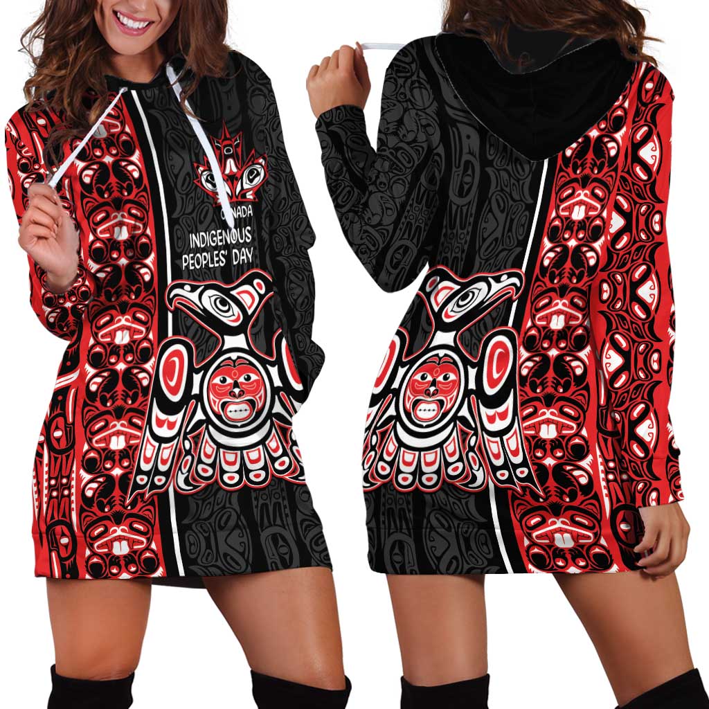 Canada Indigenous Peoples' Day Hoodie Dress Canadian Raven Haida Pattern