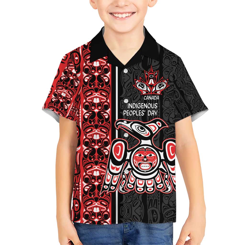 Canada Indigenous Peoples' Day Kid Hawaiian Shirt Canadian Raven Haida Pattern