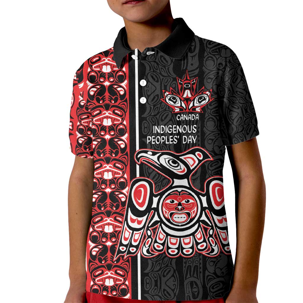Canada Indigenous Peoples' Day Kid Polo Shirt Canadian Raven Haida Pattern