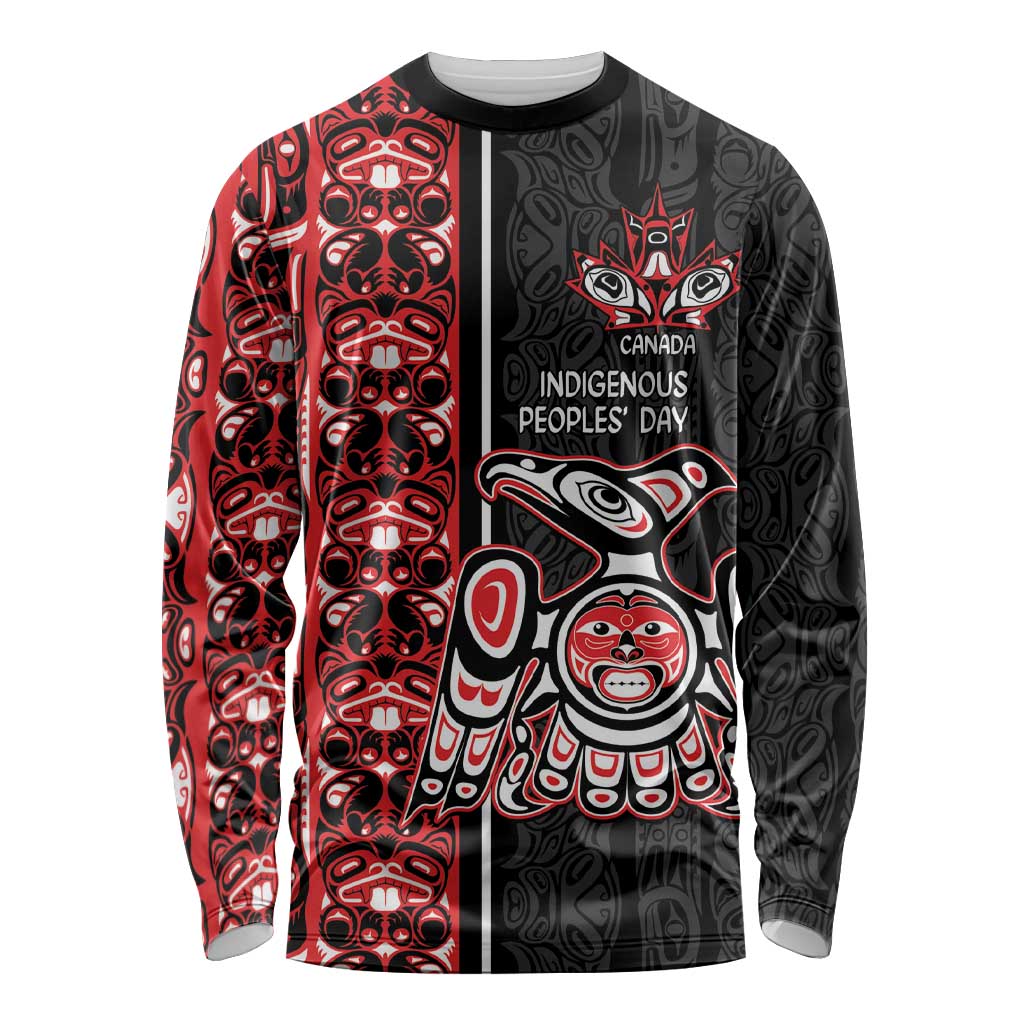 Canada Indigenous Peoples' Day Long Sleeve Shirt Canadian Raven Haida Pattern