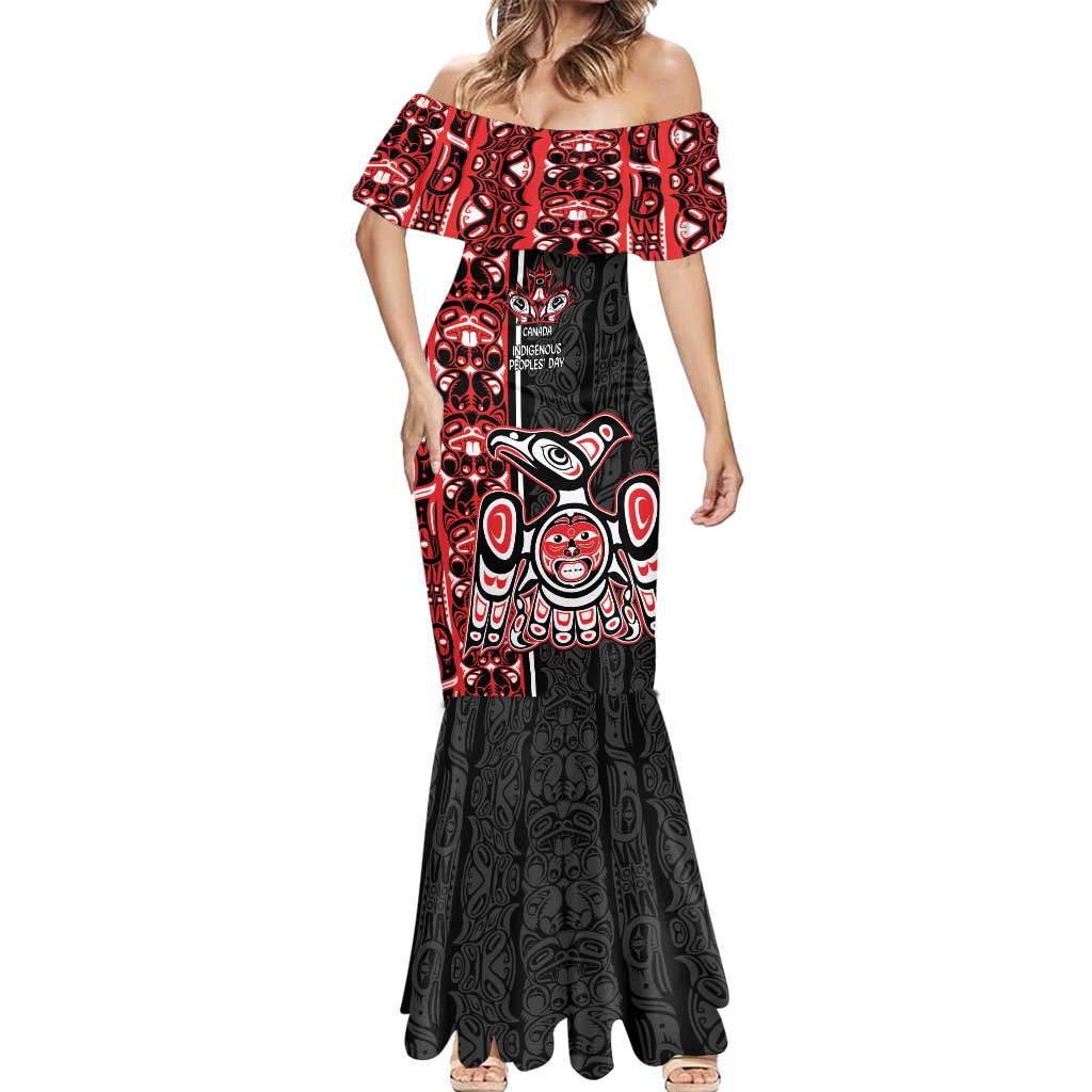Canada Indigenous Peoples' Day Mermaid Dress Canadian Raven Haida Pattern