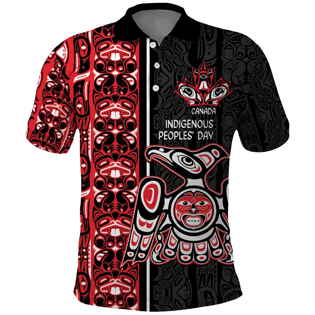 Canada Indigenous Peoples' Day Polo Shirt Canadian Raven Haida Pattern