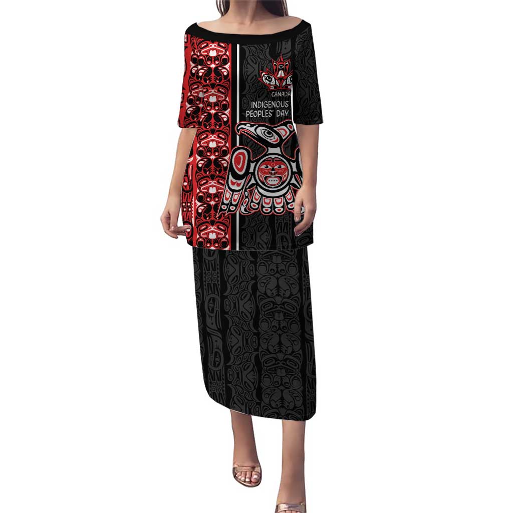 Canada Indigenous Peoples' Day Puletasi Canadian Raven Haida Pattern