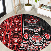 Canada Indigenous Peoples' Day Round Carpet Canadian Raven Haida Pattern