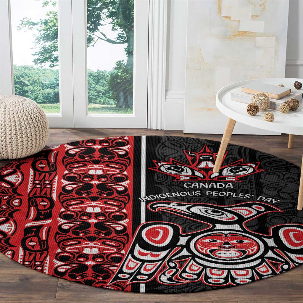 Canada Indigenous Peoples' Day Round Carpet Canadian Raven Haida Pattern