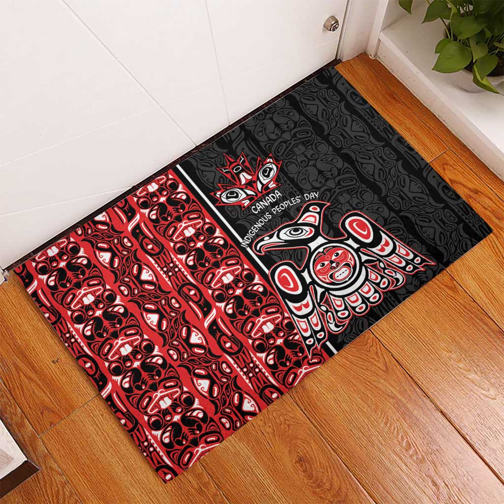 Canada Indigenous Peoples' Day Rubber Doormat Canadian Raven Haida Pattern