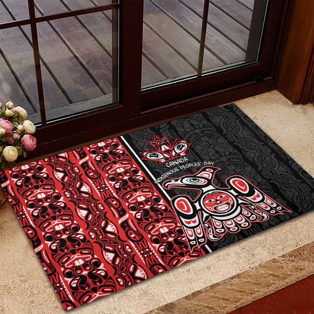 Canada Indigenous Peoples' Day Rubber Doormat Canadian Raven Haida Pattern