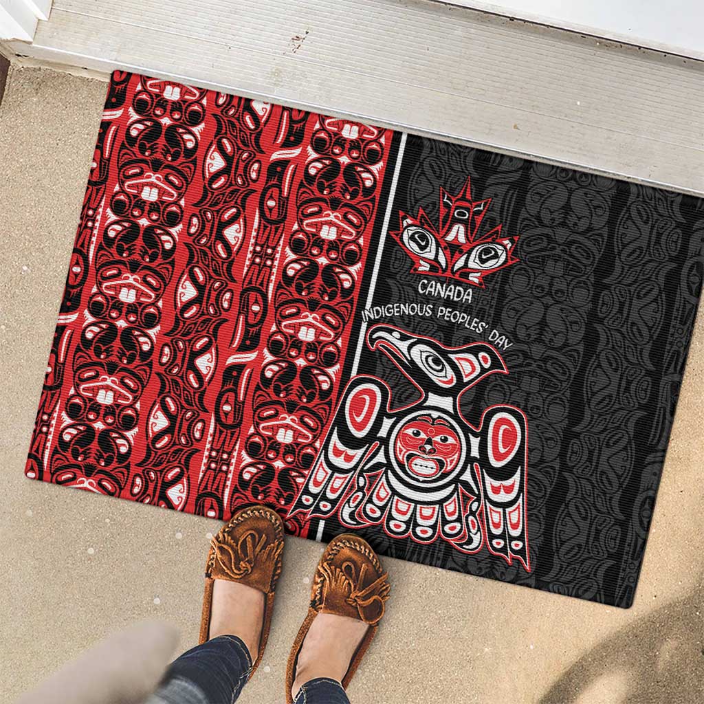 Canada Indigenous Peoples' Day Rubber Doormat Canadian Raven Haida Pattern