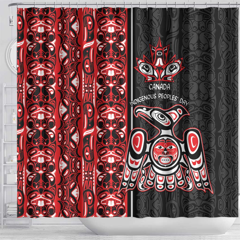 Canada Indigenous Peoples' Day Shower Curtain Canadian Raven Haida Pattern