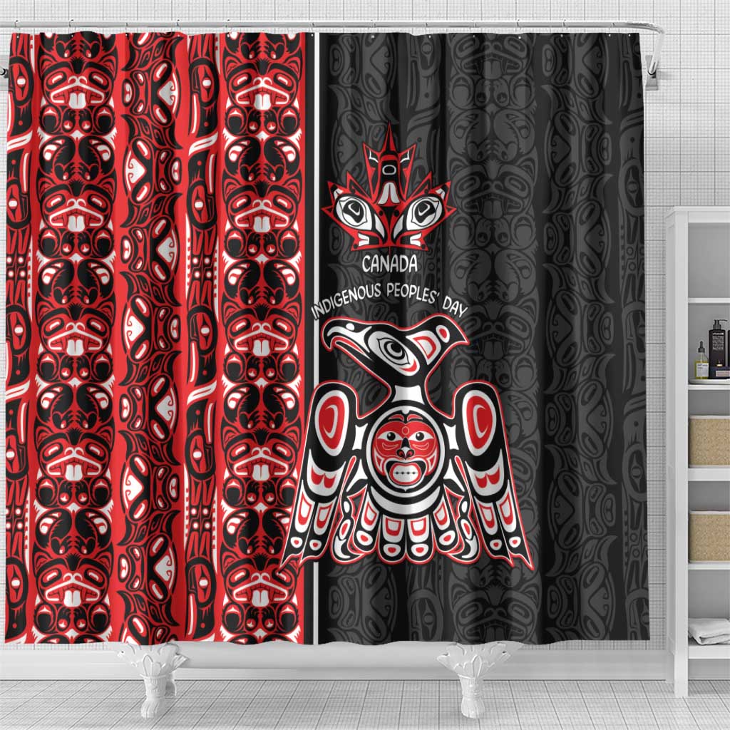 Canada Indigenous Peoples' Day Shower Curtain Canadian Raven Haida Pattern