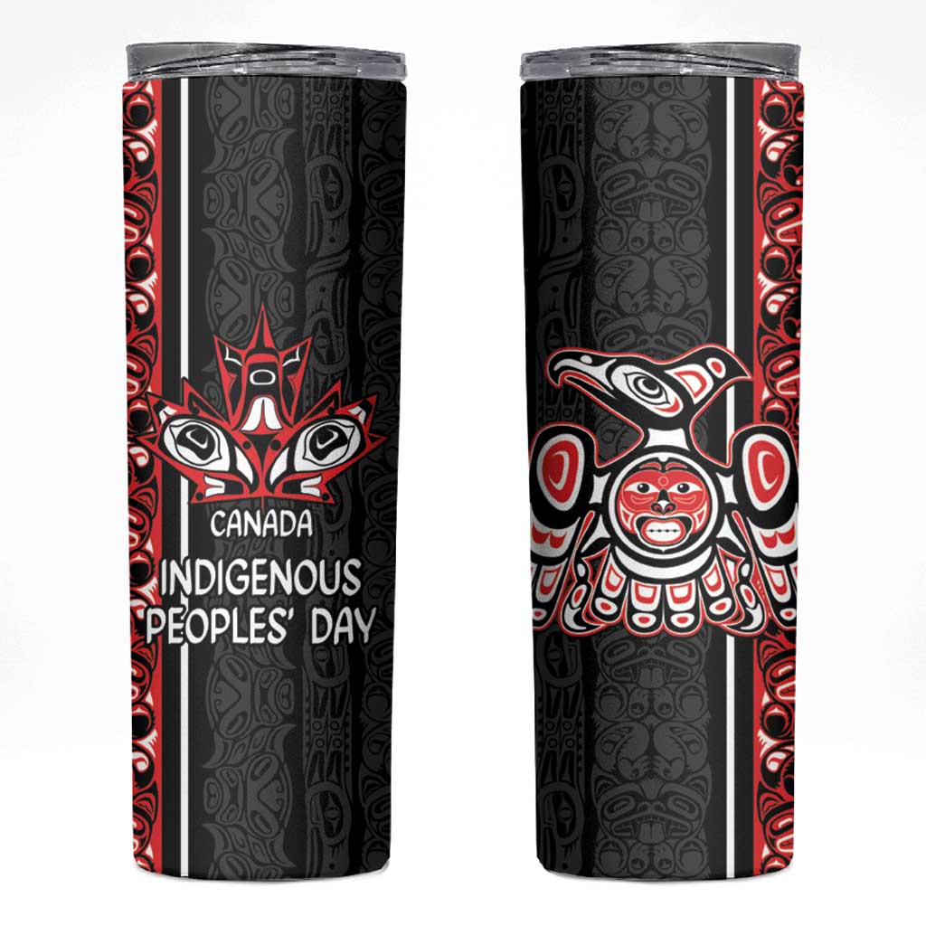 Canada Indigenous Peoples' Day Skinny Tumbler Canadian Raven Haida Pattern