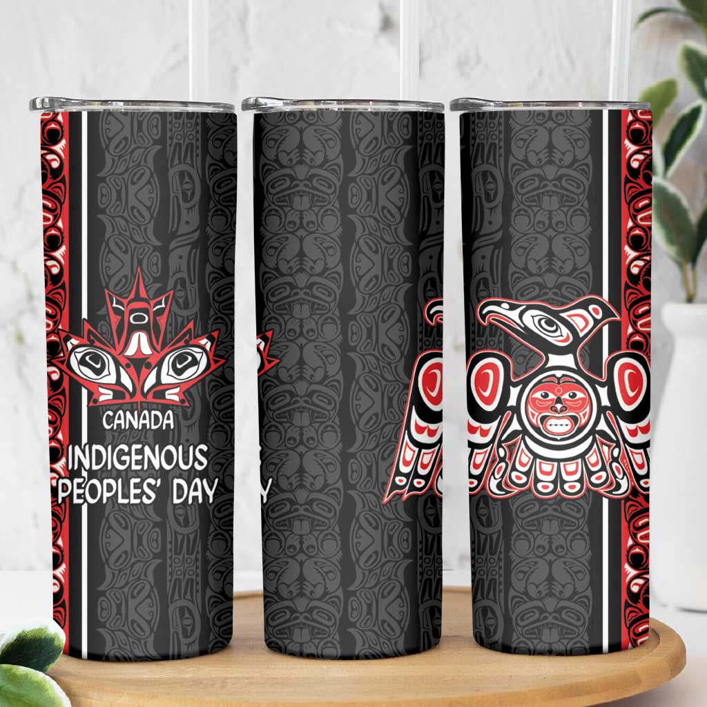 Canada Indigenous Peoples' Day Skinny Tumbler Canadian Raven Haida Pattern