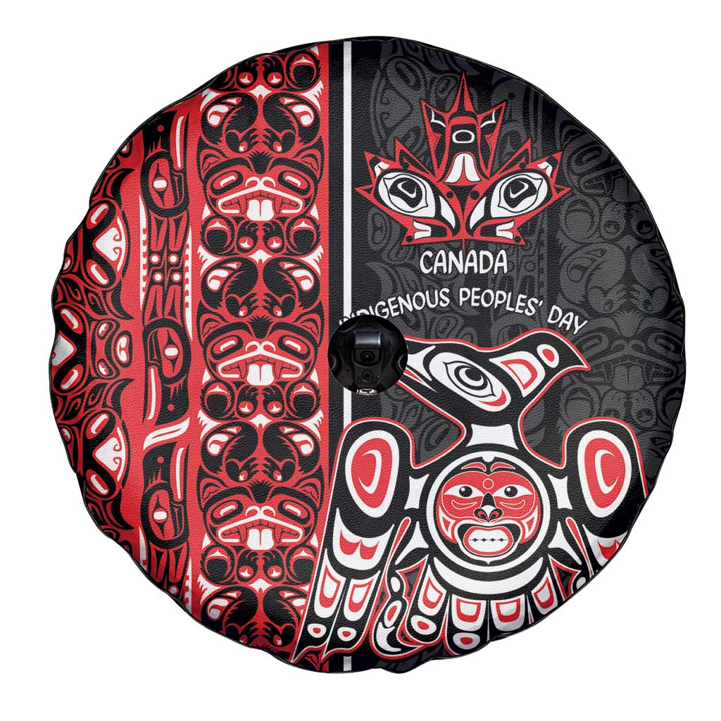 Canada Indigenous Peoples' Day Spare Tire Cover Canadian Raven Haida Pattern