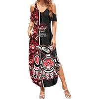 Canada Indigenous Peoples' Day Summer Maxi Dress Canadian Raven Haida Pattern
