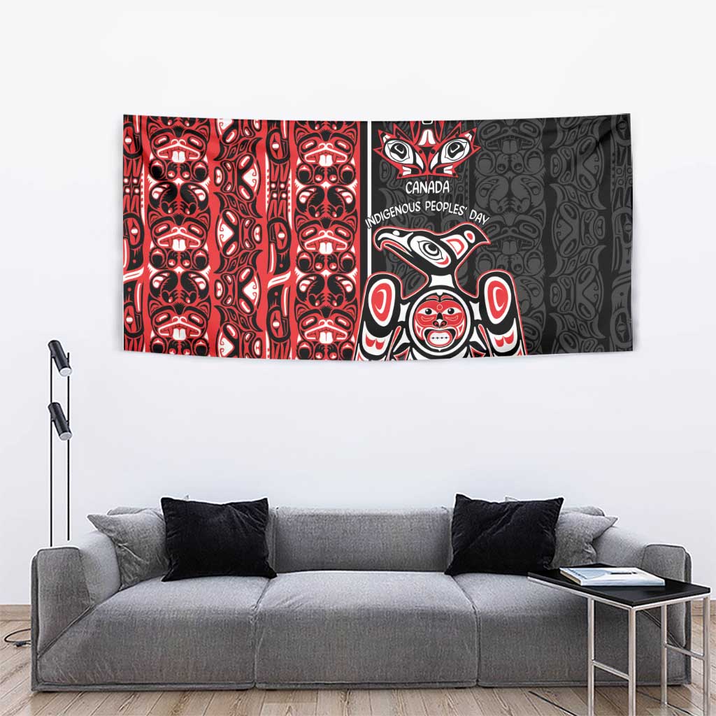 Canada Indigenous Peoples' Day Tapestry Canadian Raven Haida Pattern