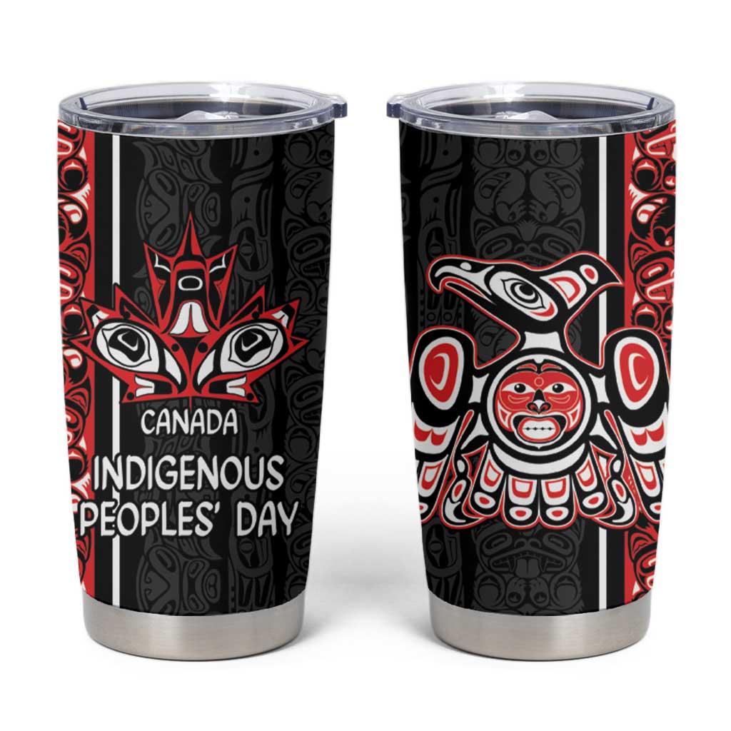 Canada Indigenous Peoples' Day Tumbler Cup Canadian Raven Haida Pattern
