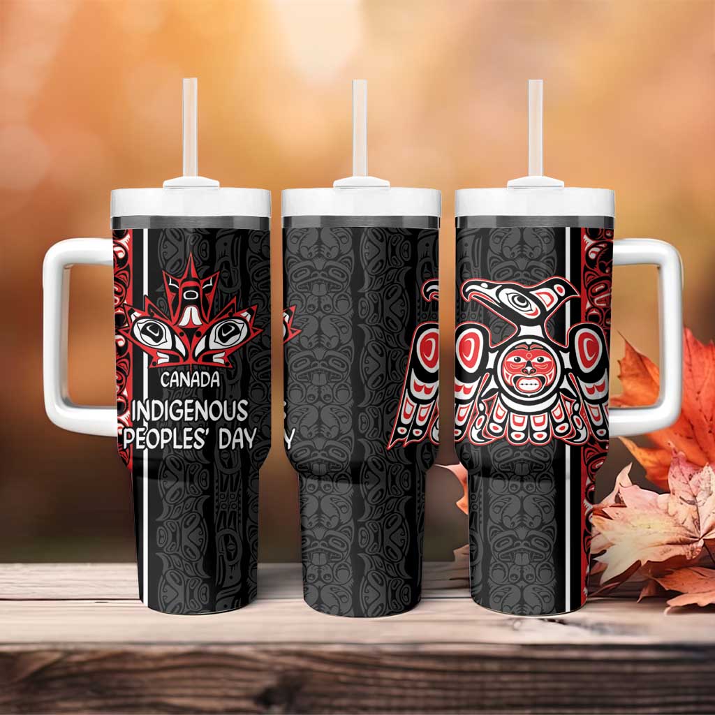 Canada Indigenous Peoples' Day Tumbler With Handle Canadian Raven Haida Pattern