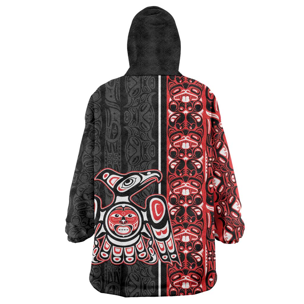 Canada Indigenous Peoples' Day Wearable Blanket Hoodie Canadian Raven Haida Pattern