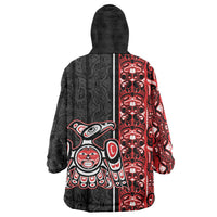 Canada Indigenous Peoples' Day Wearable Blanket Hoodie Canadian Raven Haida Pattern