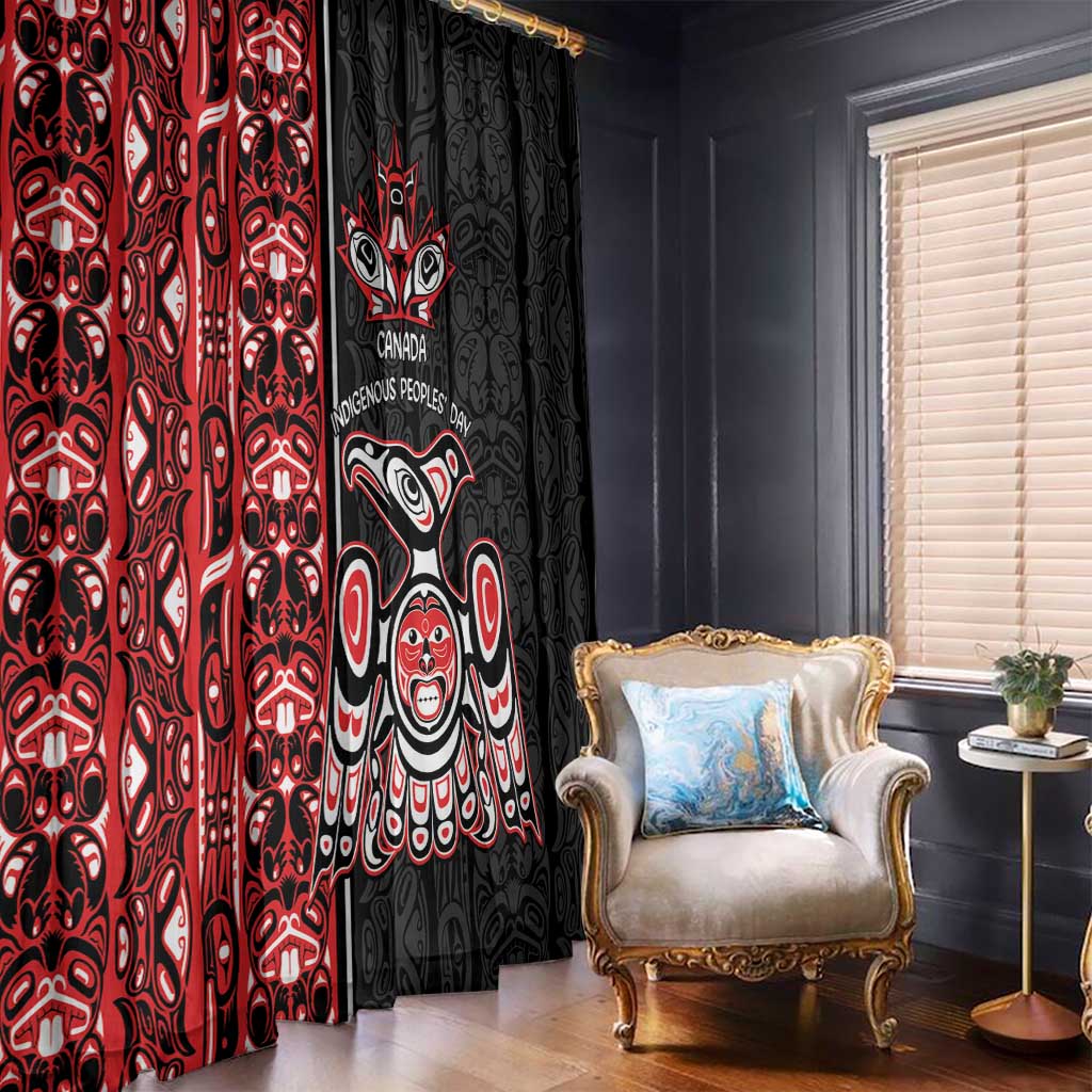Canada Indigenous Peoples' Day Window Curtain Canadian Raven Haida Pattern