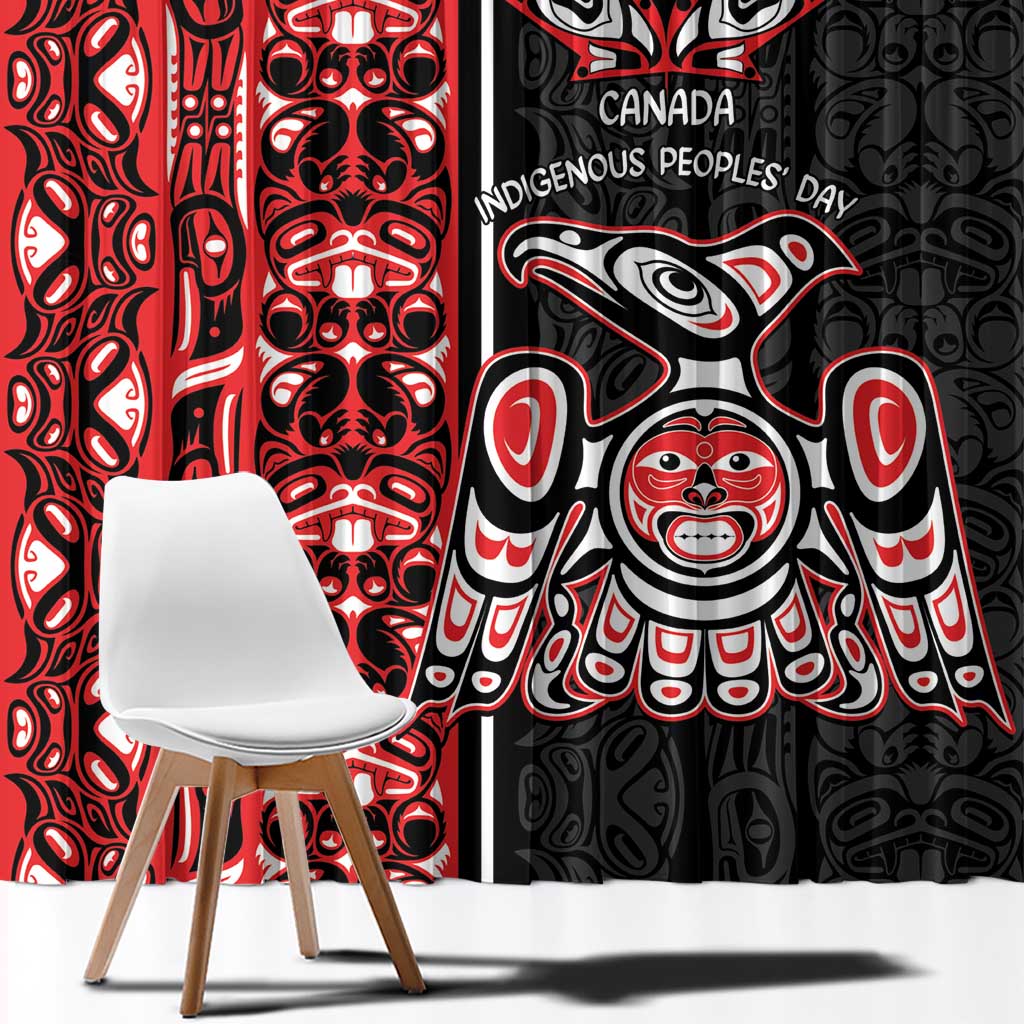Canada Indigenous Peoples' Day Window Curtain Canadian Raven Haida Pattern