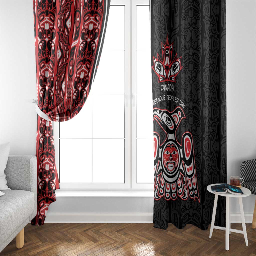 Canada Indigenous Peoples' Day Window Curtain Canadian Raven Haida Pattern
