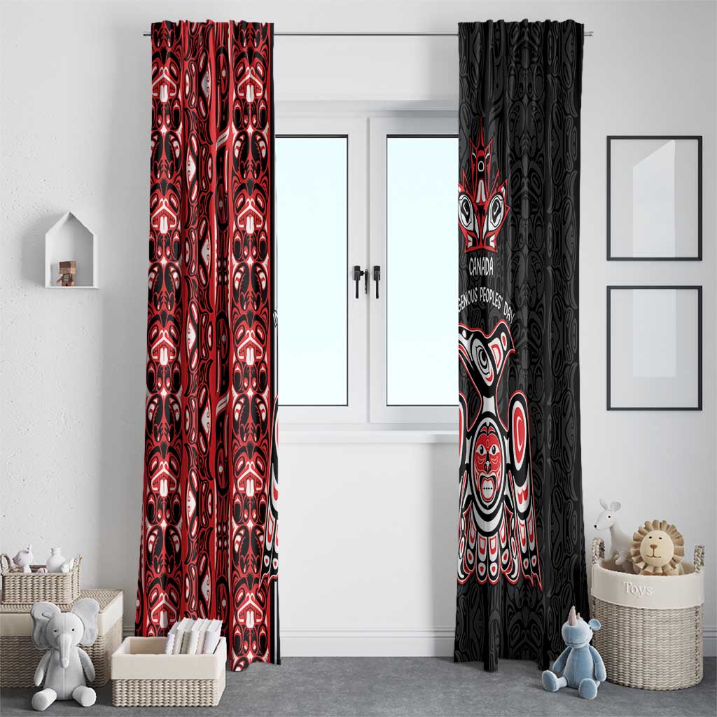 Canada Indigenous Peoples' Day Window Curtain Canadian Raven Haida Pattern