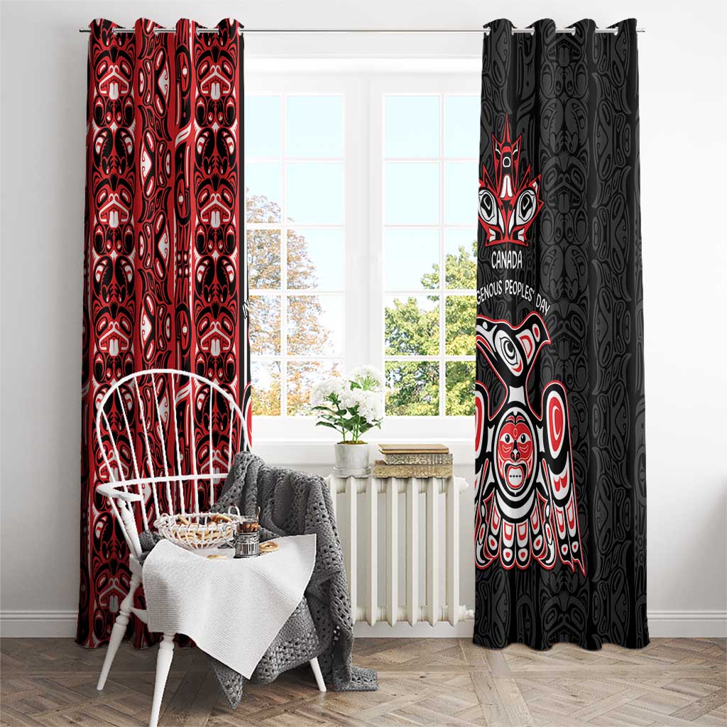 Canada Indigenous Peoples' Day Window Curtain Canadian Raven Haida Pattern