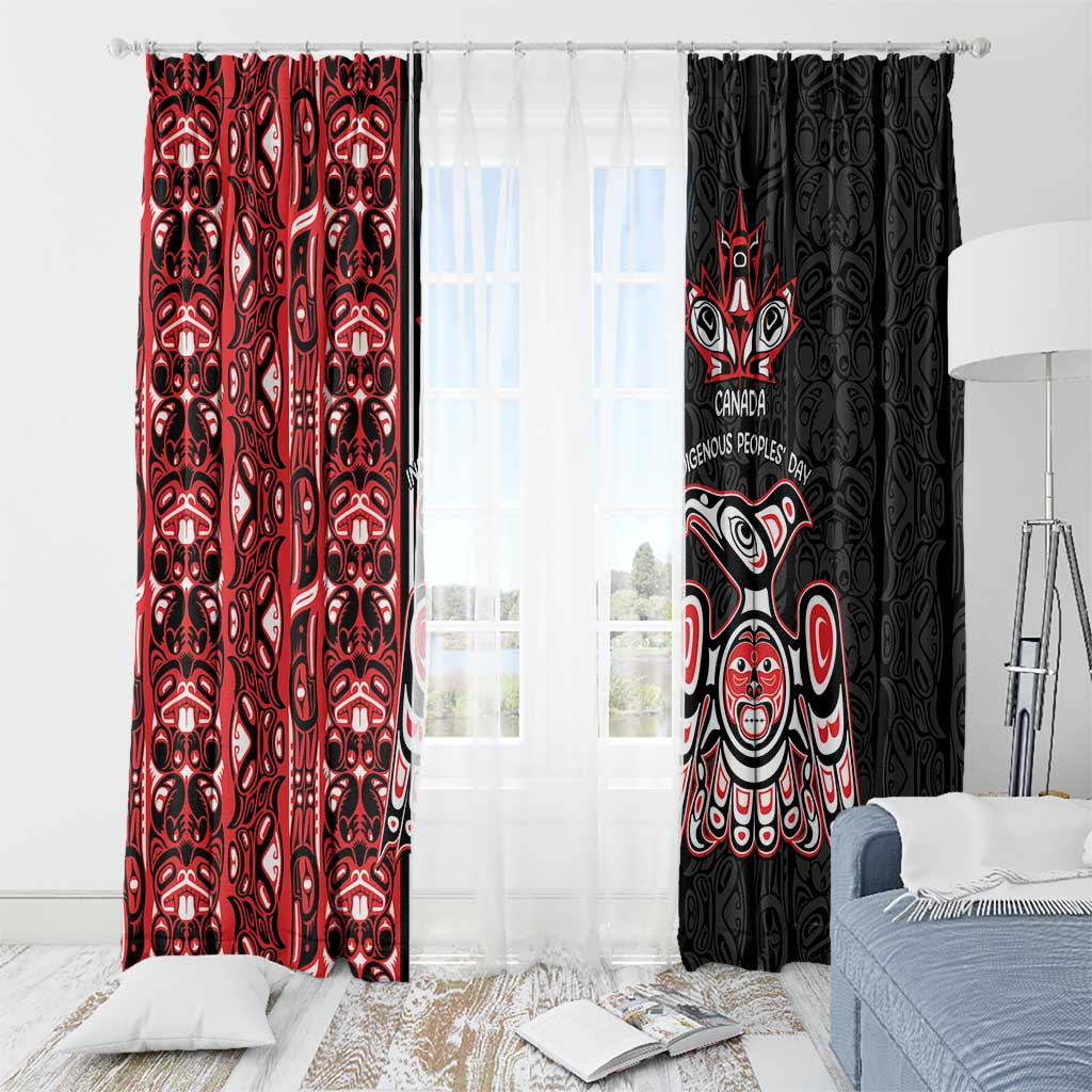 Canada Indigenous Peoples' Day Window Curtain Canadian Raven Haida Pattern