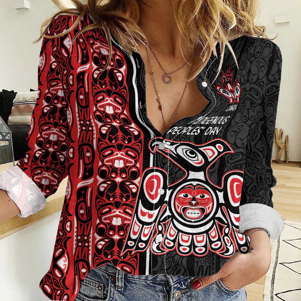 Canada Indigenous Peoples' Day Women Casual Shirt Canadian Raven Haida Pattern