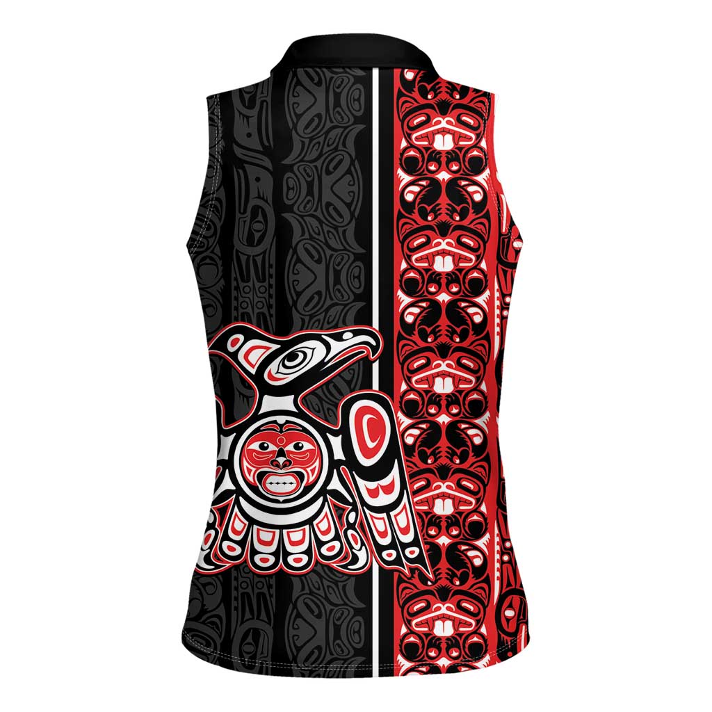 Canada Indigenous Peoples' Day Women Sleeveless Polo Shirt Canadian Raven Haida Pattern