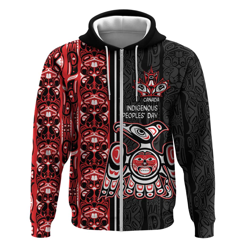 Canada Indigenous Peoples' Day Zip Hoodie Canadian Raven Haida Pattern