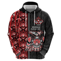 Canada Indigenous Peoples' Day Zip Hoodie Canadian Raven Haida Pattern