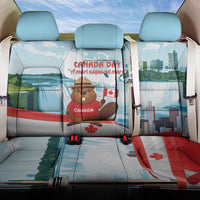 Canada Day Back Car Seat Cover Cute Beaver With Flag