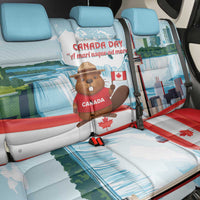 Canada Day Back Car Seat Cover Cute Beaver With Flag
