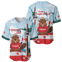 Canada Day Baseball Jersey Cute Beaver With Flag