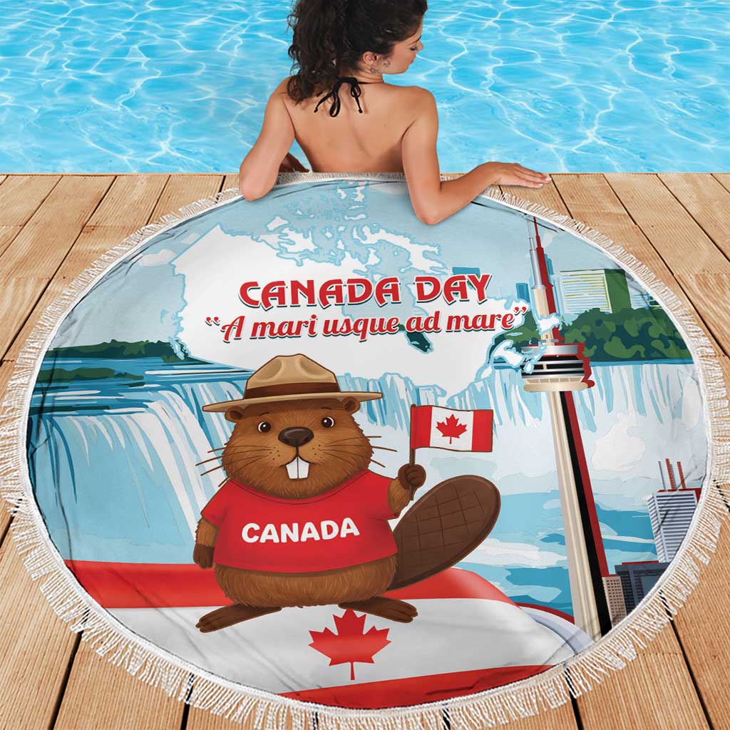 Canada Day Beach Blanket Cute Beaver With Flag