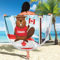 Canada Day Beach Blanket Cute Beaver With Flag