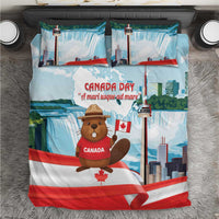 Canada Day Bedding Set Cute Beaver With Flag