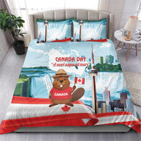 Canada Day Bedding Set Cute Beaver With Flag