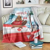 Canada Day Blanket Cute Beaver With Flag