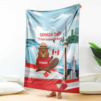 Canada Day Blanket Cute Beaver With Flag