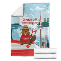 Canada Day Blanket Cute Beaver With Flag