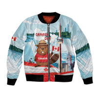 Canada Day Bomber Jacket Cute Beaver With Flag