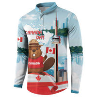 Canada Day Button Sweatshirt Cute Beaver With Flag