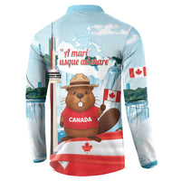 Canada Day Button Sweatshirt Cute Beaver With Flag