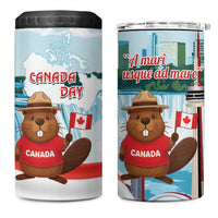 Canada Day 4 in 1 Can Cooler Tumbler Cute Beaver With Flag