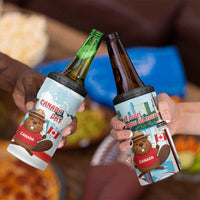 Canada Day 4 in 1 Can Cooler Tumbler Cute Beaver With Flag