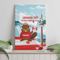 Canada Day Canvas Wall Art Cute Beaver With Flag